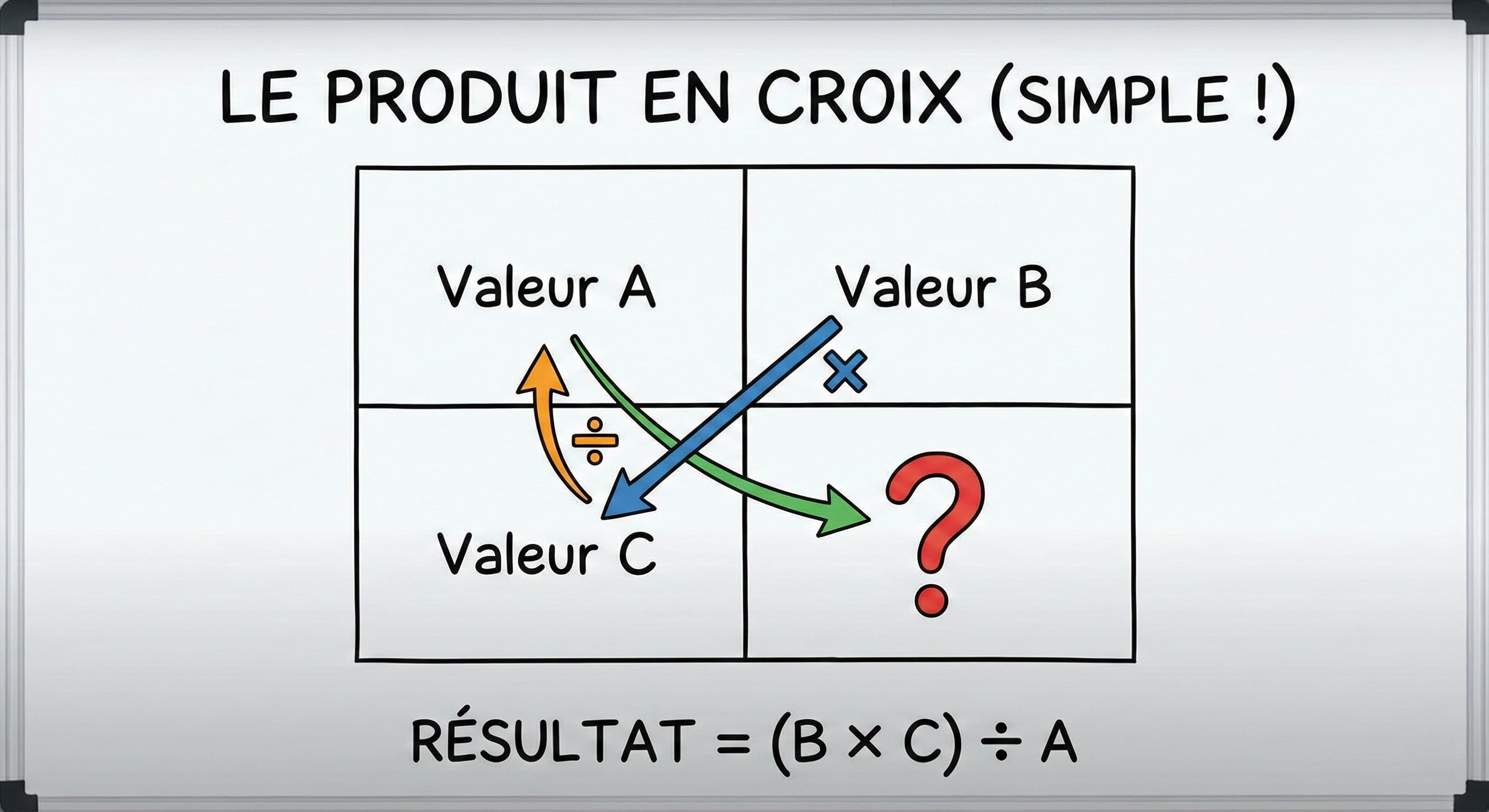 Schéma explicatif du produit en croix
